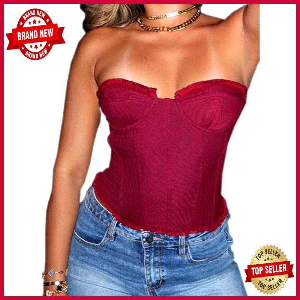 Mesh Bustier Top Shapewear Off Shoulder Lace Up Corset Small